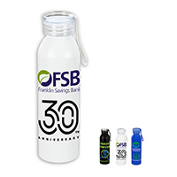 22 OZ Recycled Aluminum Bottle With Carry Strap Lid